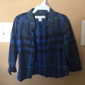 12m blue Burberry print button down worn once